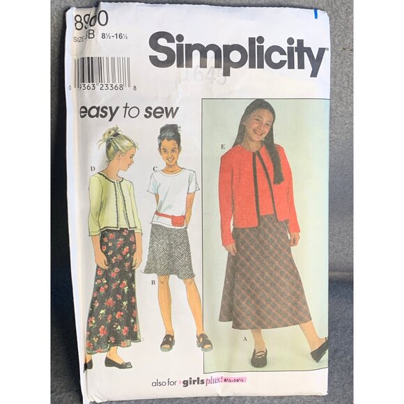 Simplicity Girls Skirt Top Cardigan Sewing Pattern Sz 8.5-16.5 8900 - Uncut - Picture 4 of 4